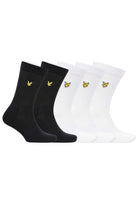 Lyle & Scott Men's 5 Pack Camdyn Sport Socks – Soft Cotton Blend, Black / White