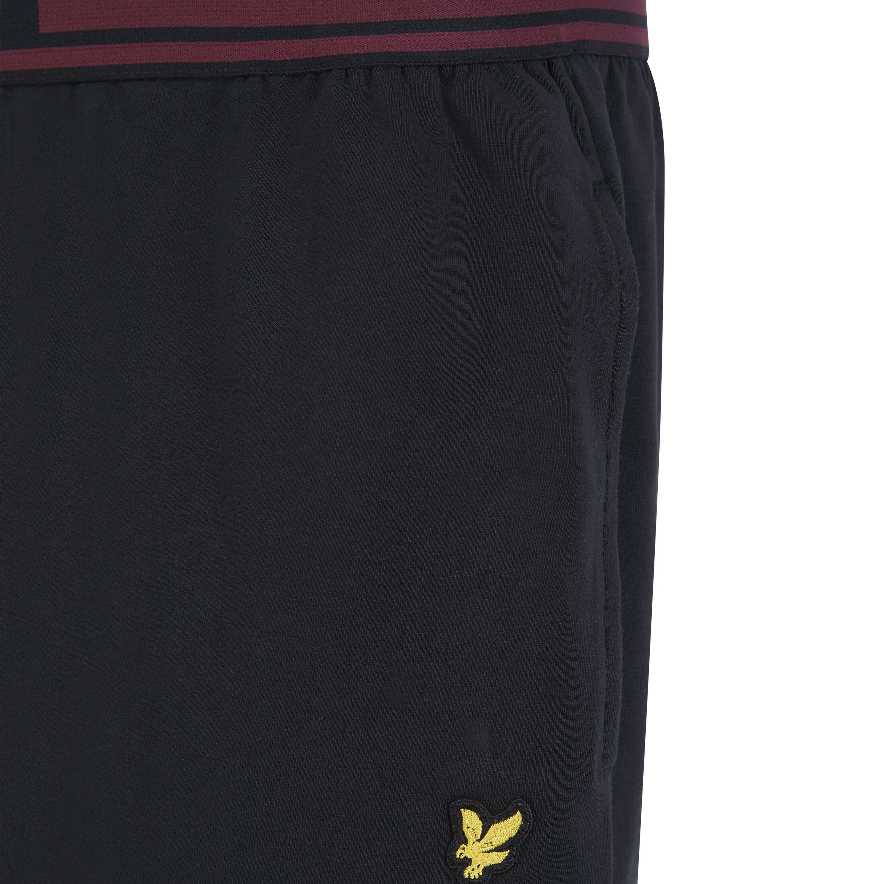 Lyle & Scott Cash T-Shirt and Cuffed Bottoms Lounge Set - Winetasting / Black