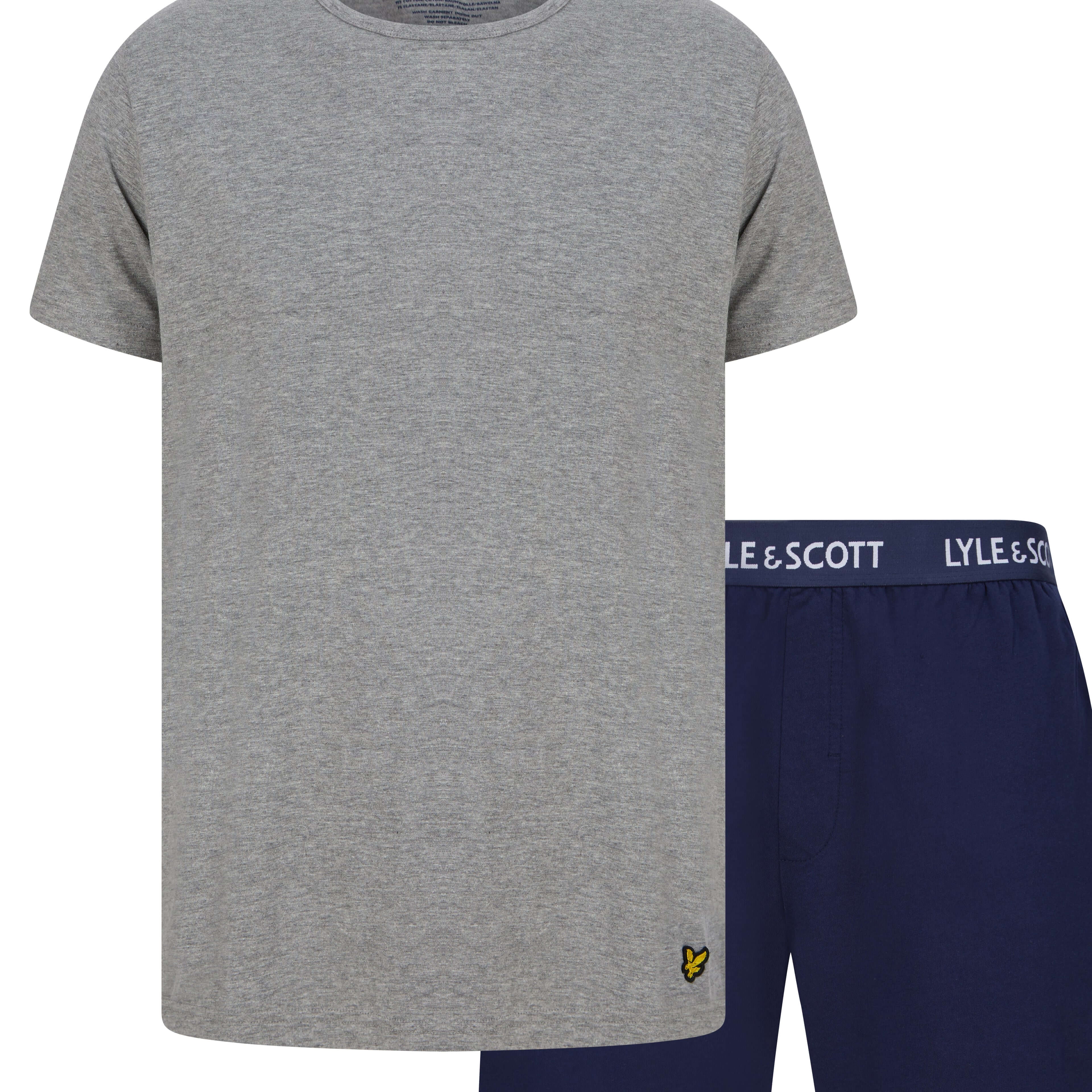 Lyle & Scott Charlie Shorts Lounge Set - Grey Marl / Peacoat