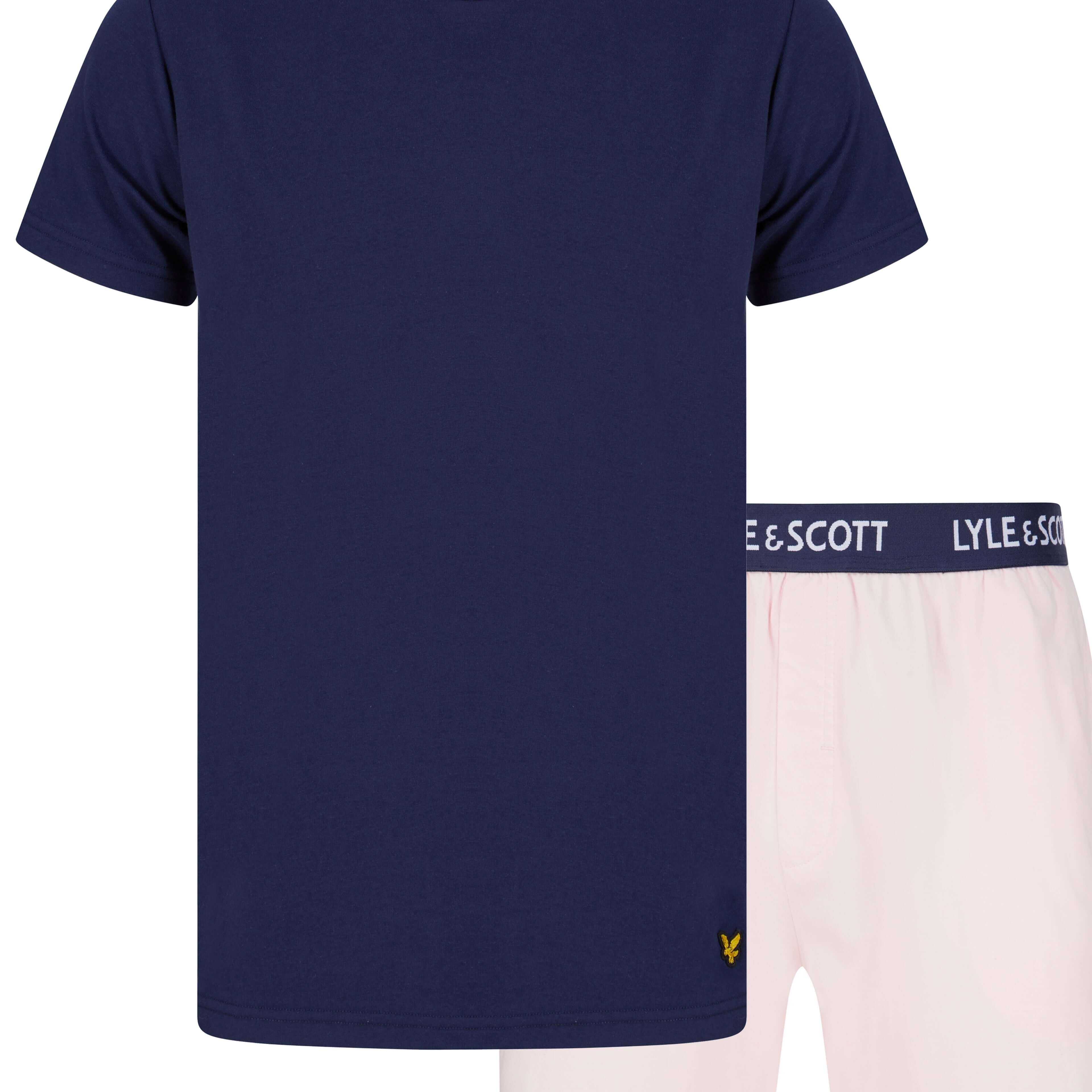 Lyle & Scott Charlie Shorts Lounge Set - Peacoat/Pink Primrose