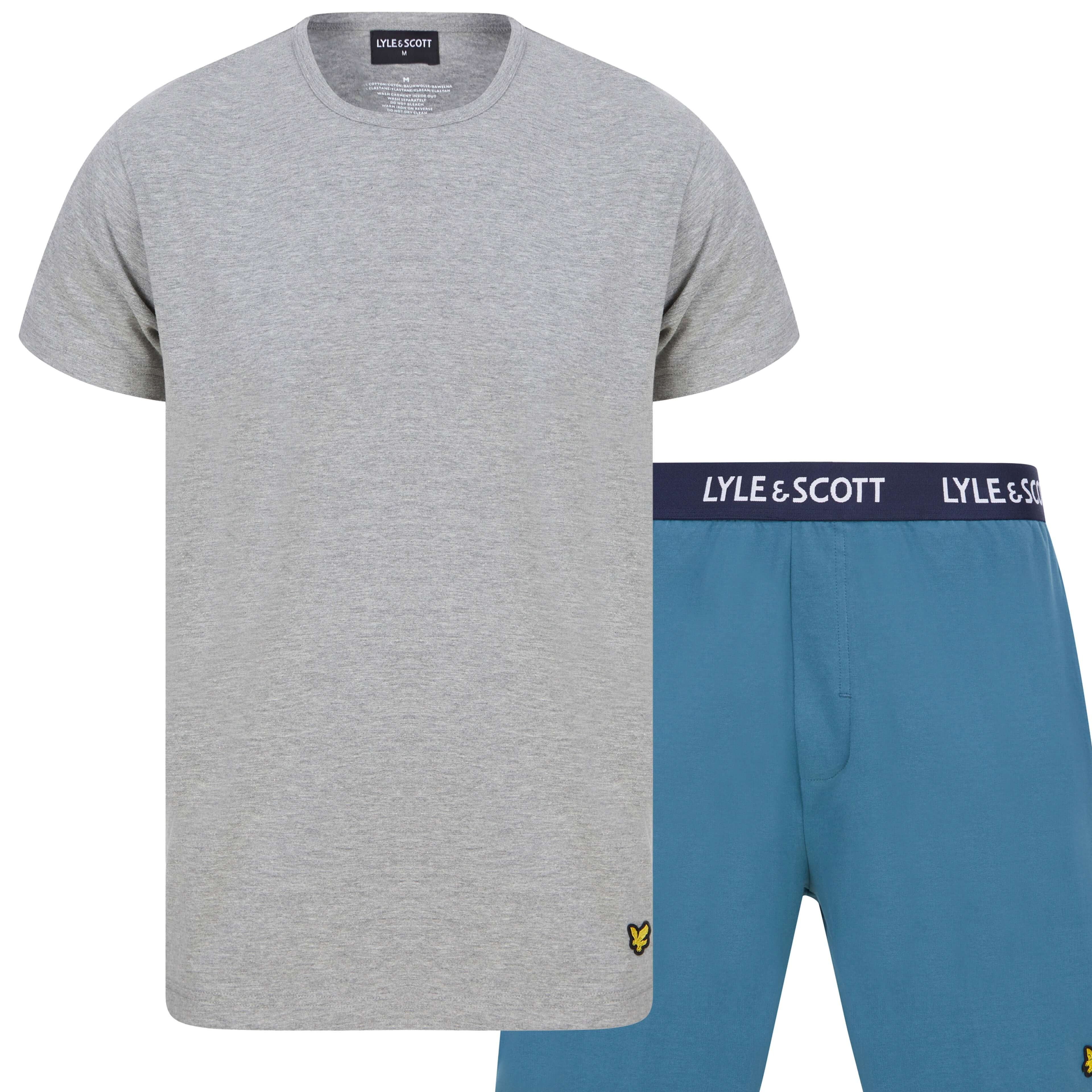 Lyle & Scott Charlie Shorts Lounge Set - Grey Marl / Real Teal