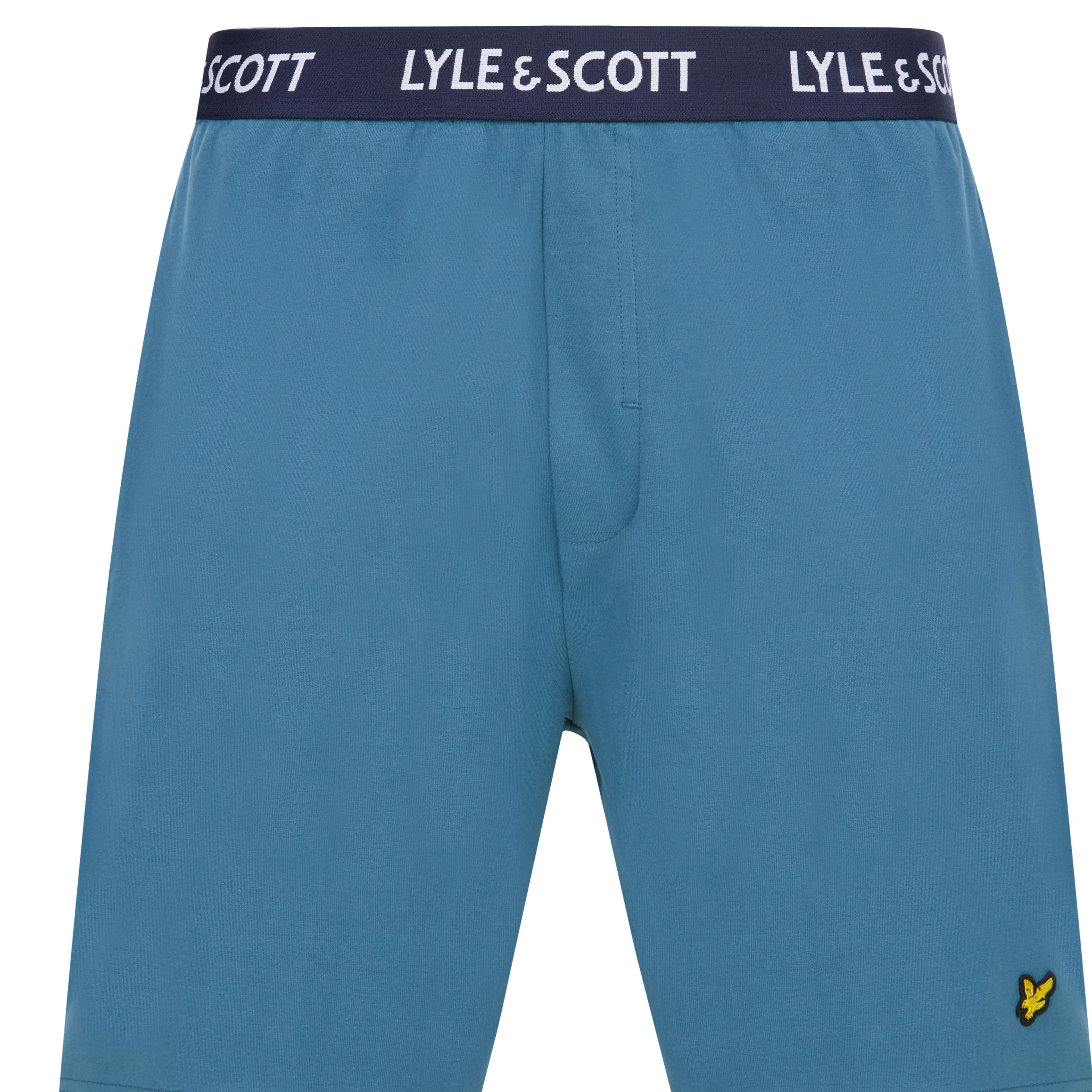 Lyle & Scott Charlie Shorts Lounge Set - Grey Marl / Real Teal