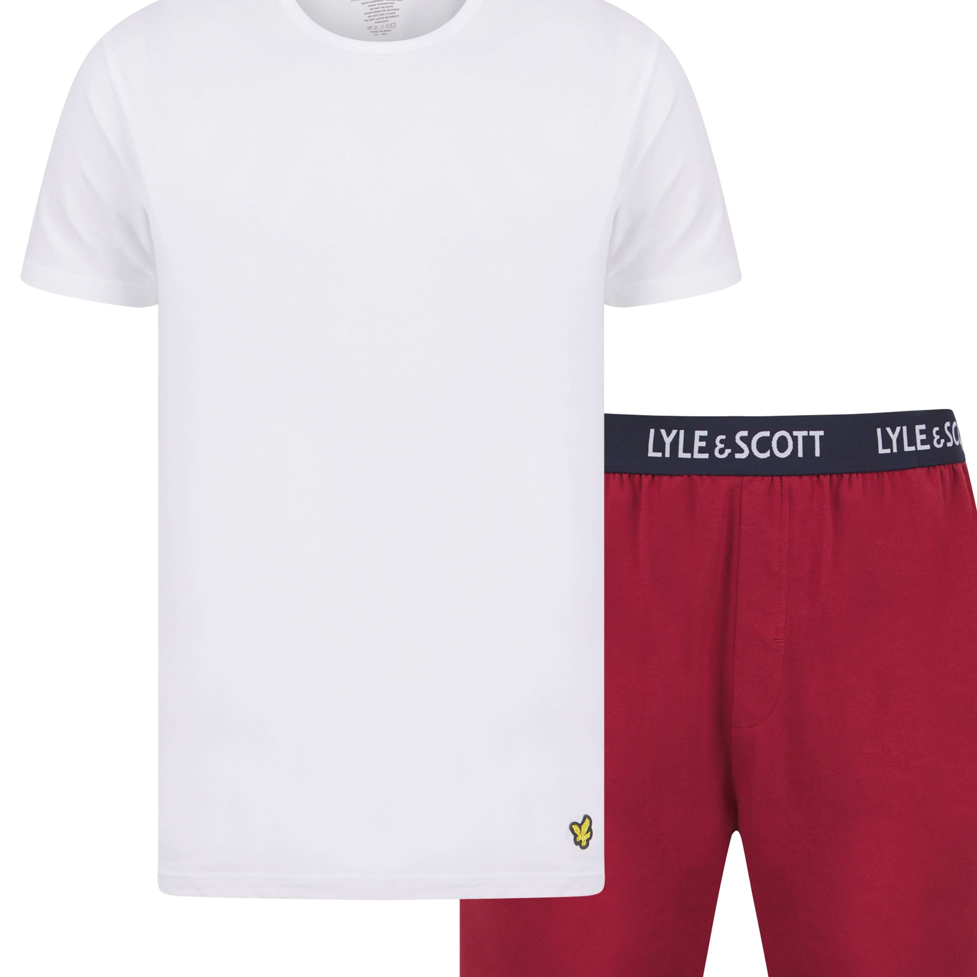 Lyle & Scott Charlie Shorts Lounge Set - Bright White / Earth Red