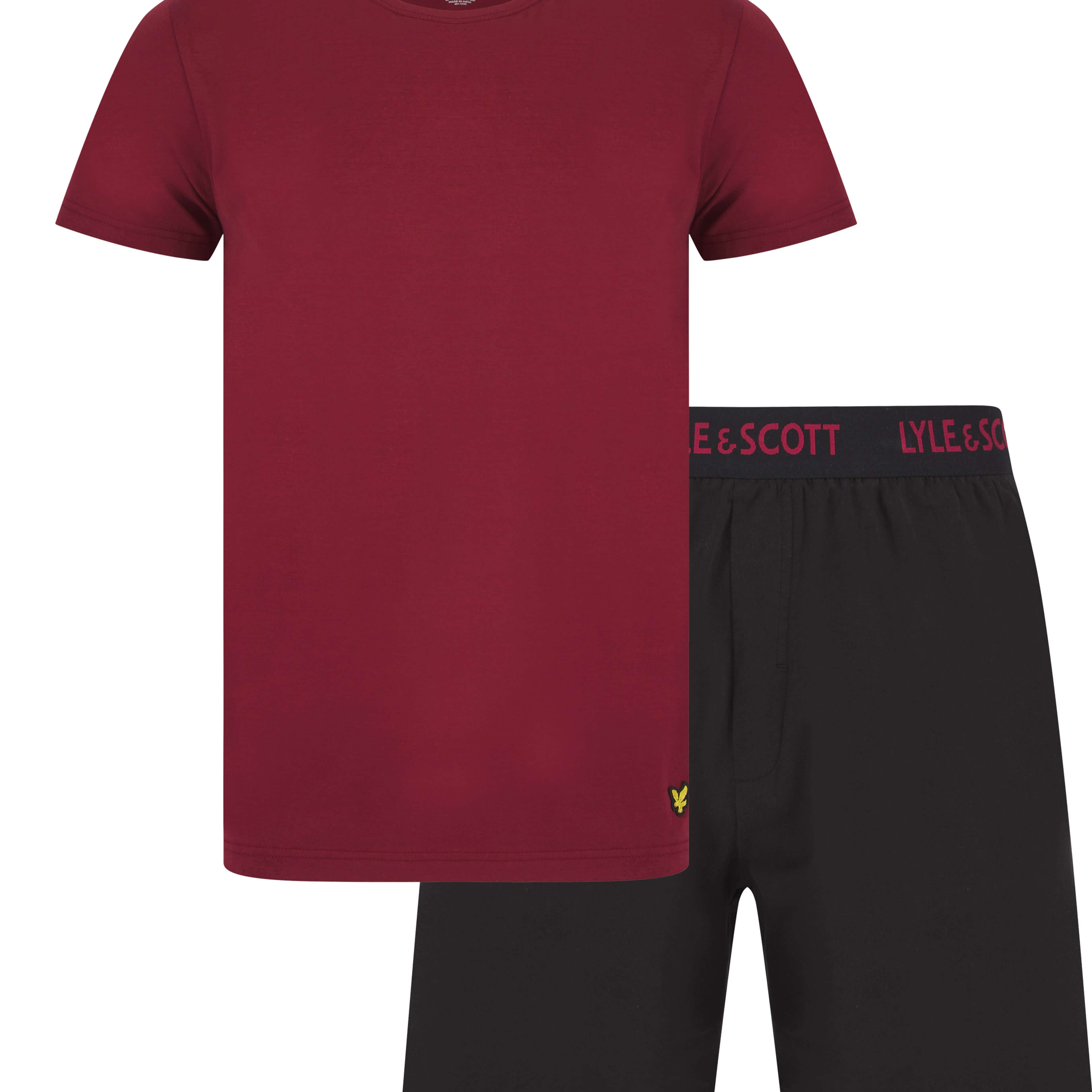 Lyle & Scott Charlie Shorts Lounge Set - Ruby Wine / Black