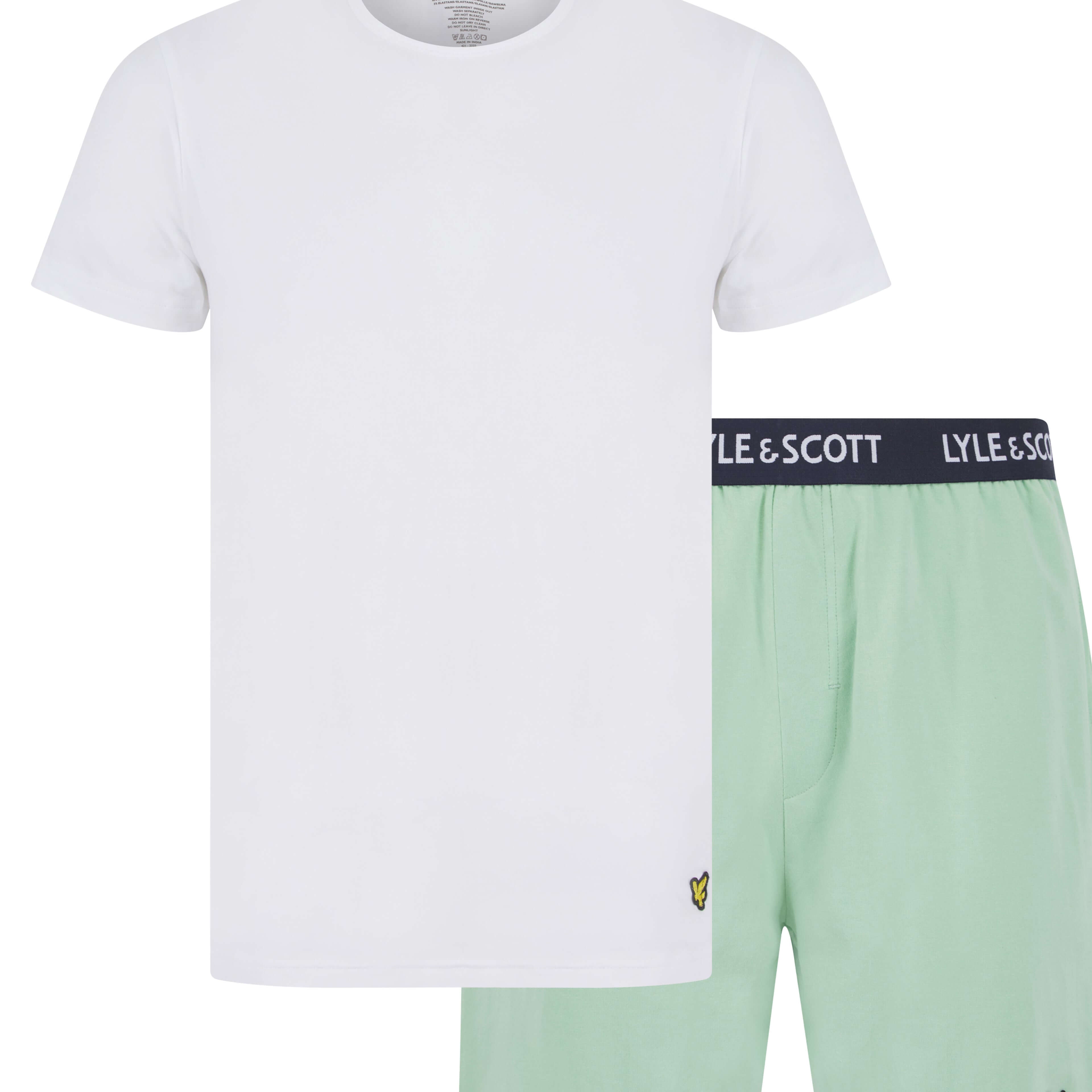Lyle & Scott Charlie Shorts Lounge Set - Bright White / Grayed Jade