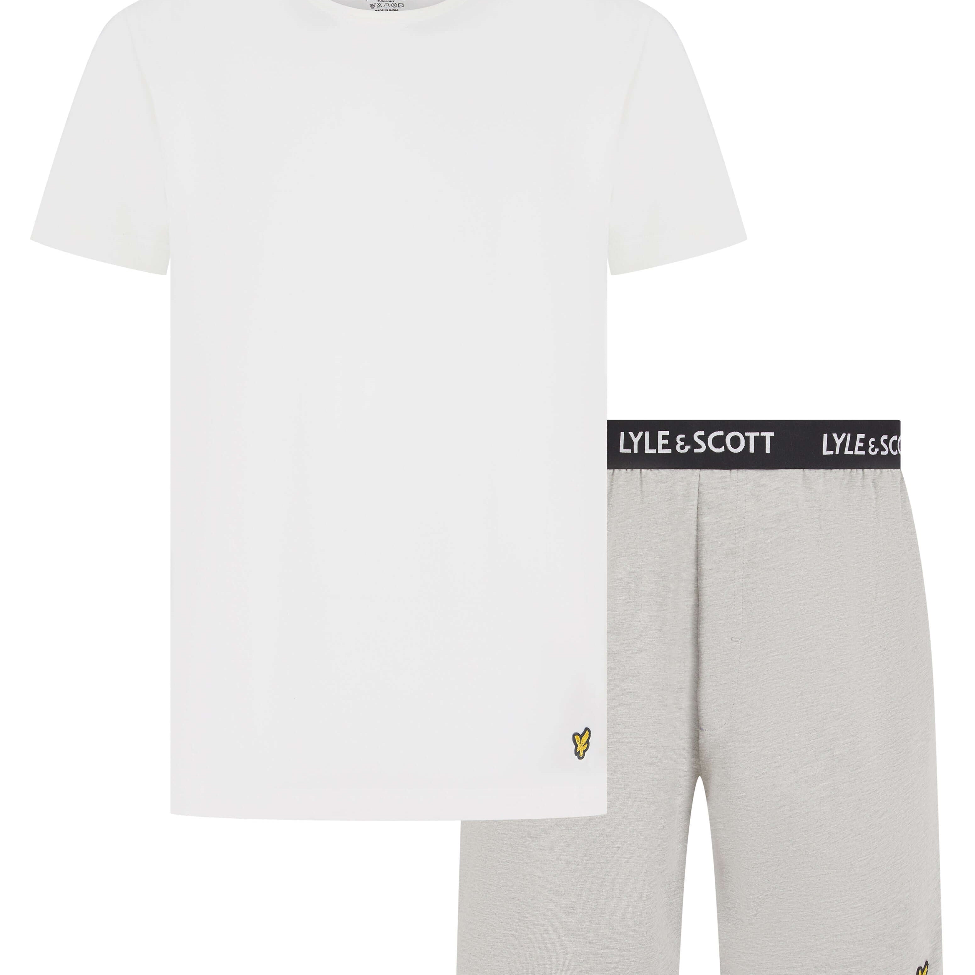Lyle & Scott Charlie Shorts Lounge Set - Bright White / Grey Marl