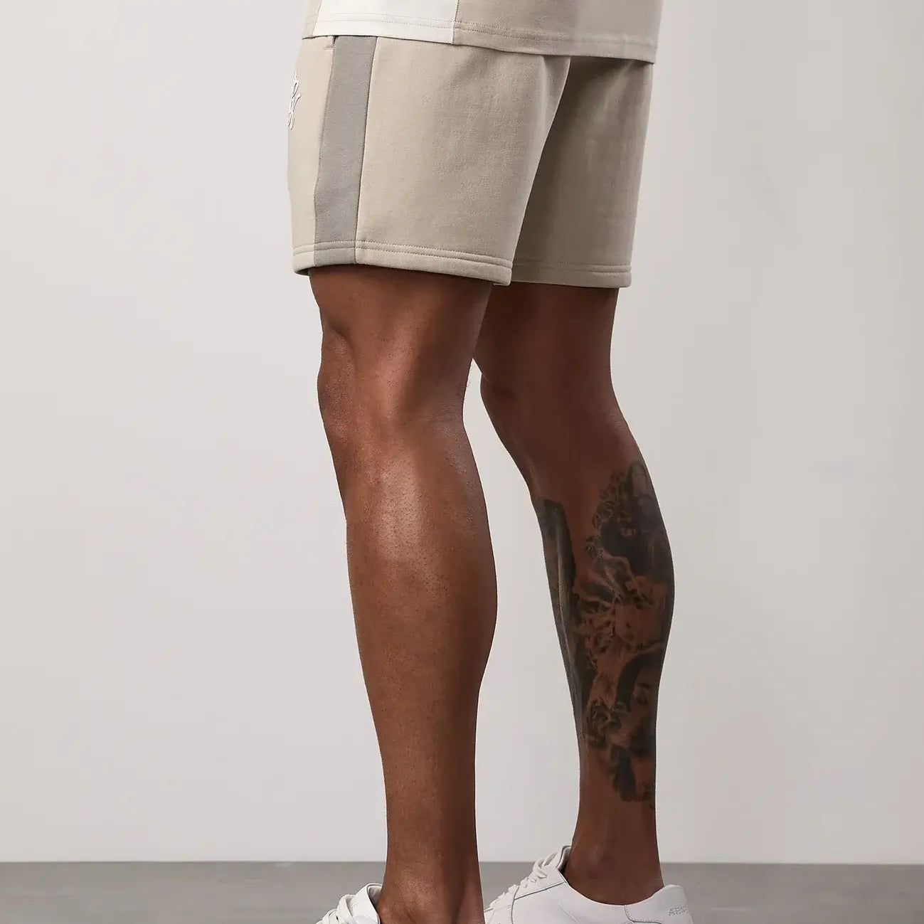 Gym King Contrast Panel Shorts - Taupe/Light Stone/White