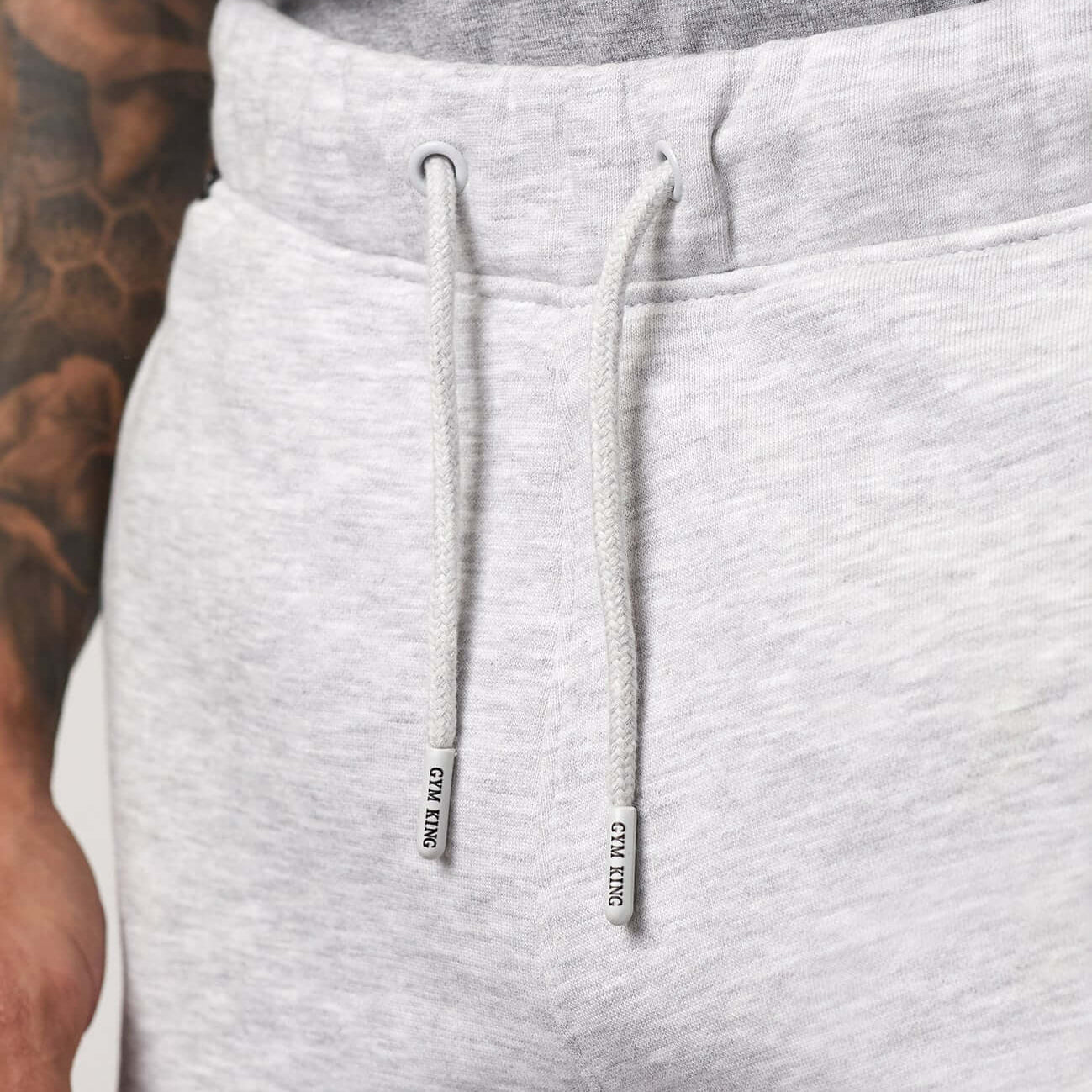 Gym King Contrast Panel Fleece Shorts - Snow Marl/Light Grey/White