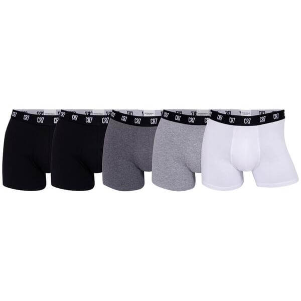CR7 5-Pack Men's Organic Cotton Trunks – Black/Grey/White/Charcoal