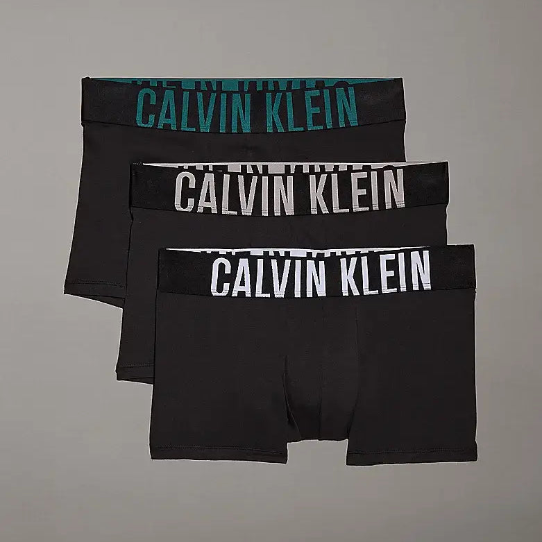 Calvin Klein Underwear 3 Pack Intense Power Cotton Trunks - Black - Coloured Logo
