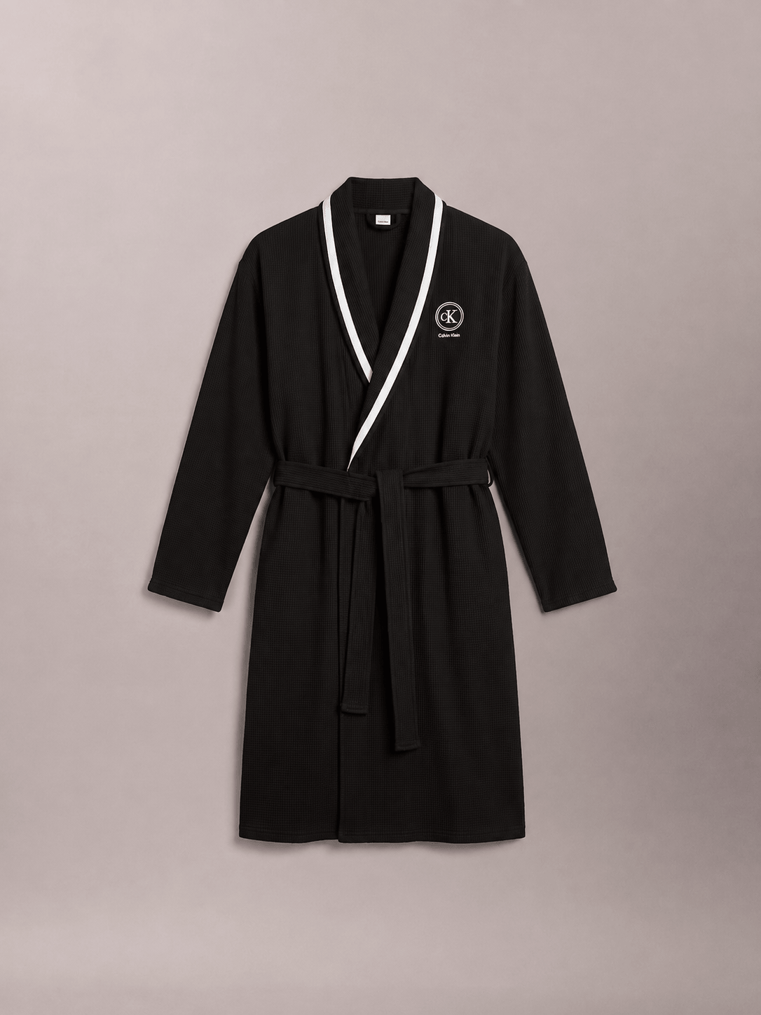 Calvin Klein Brushed Waffle Robe – Black