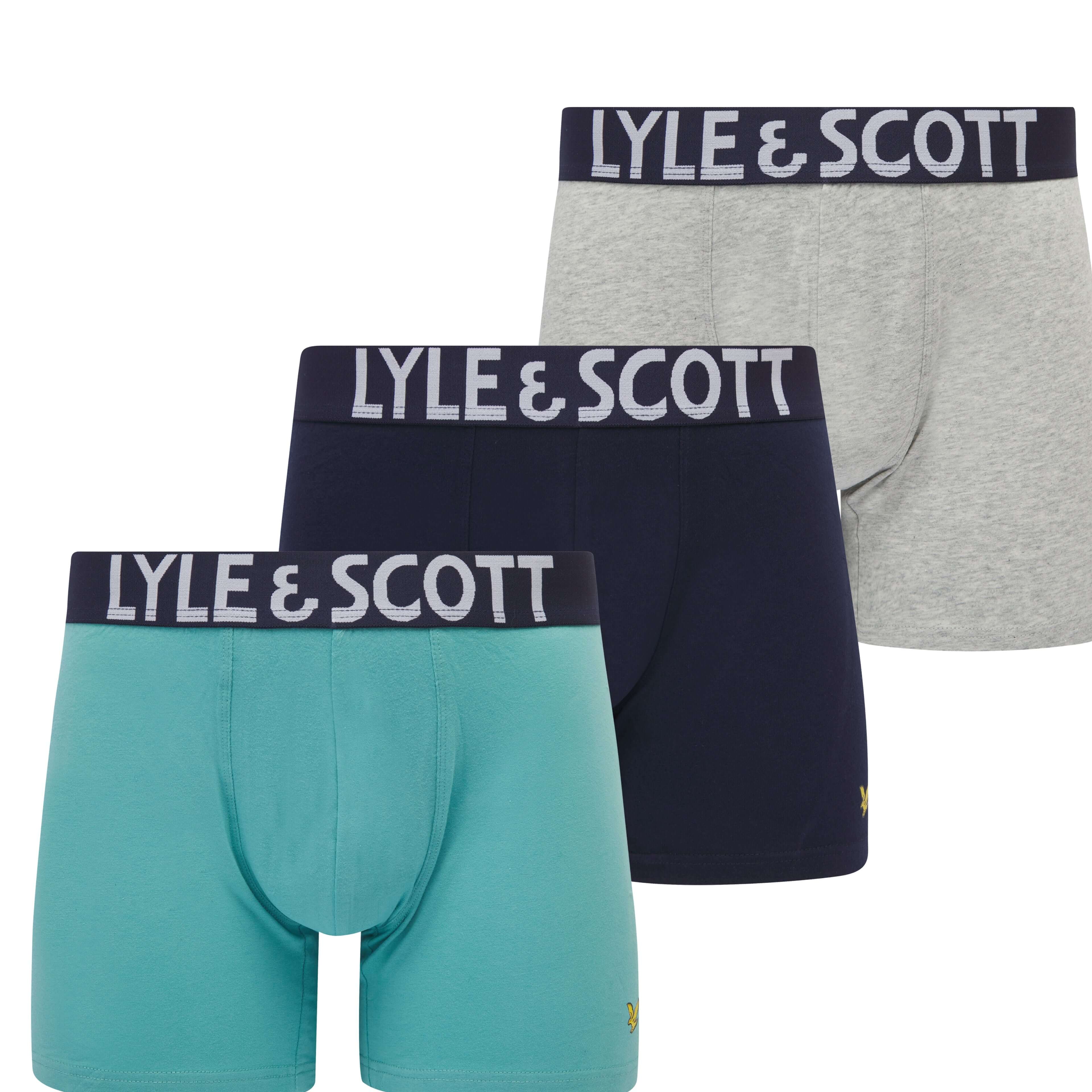 Lyle & Scott 3 Pack Daniel Men's Trunks - Sea Green/Peacoat/Grey Marl