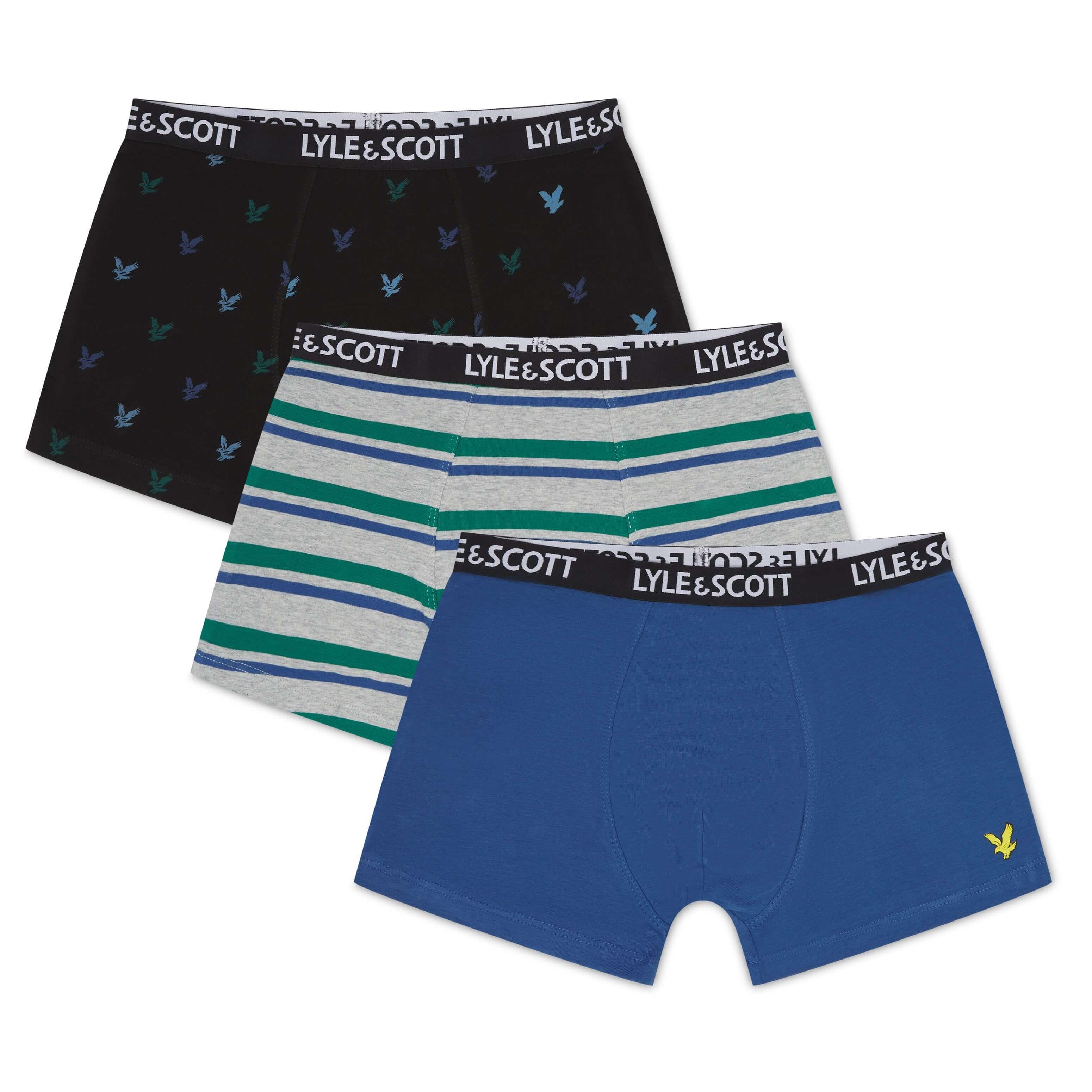 Lyle and Scott 3 Pack Boys Darryl Boxers - Navy/Grey/Allover