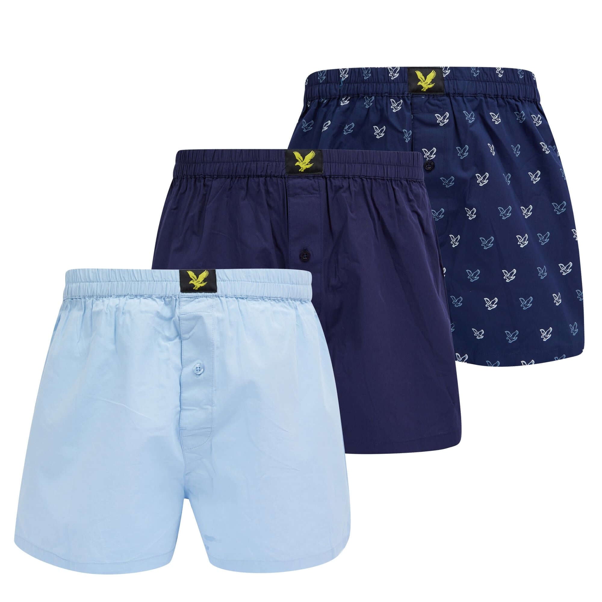 Lyle & Scott 3 Pack Lewis Men's Woven Boxers - Blue/Logo printed
