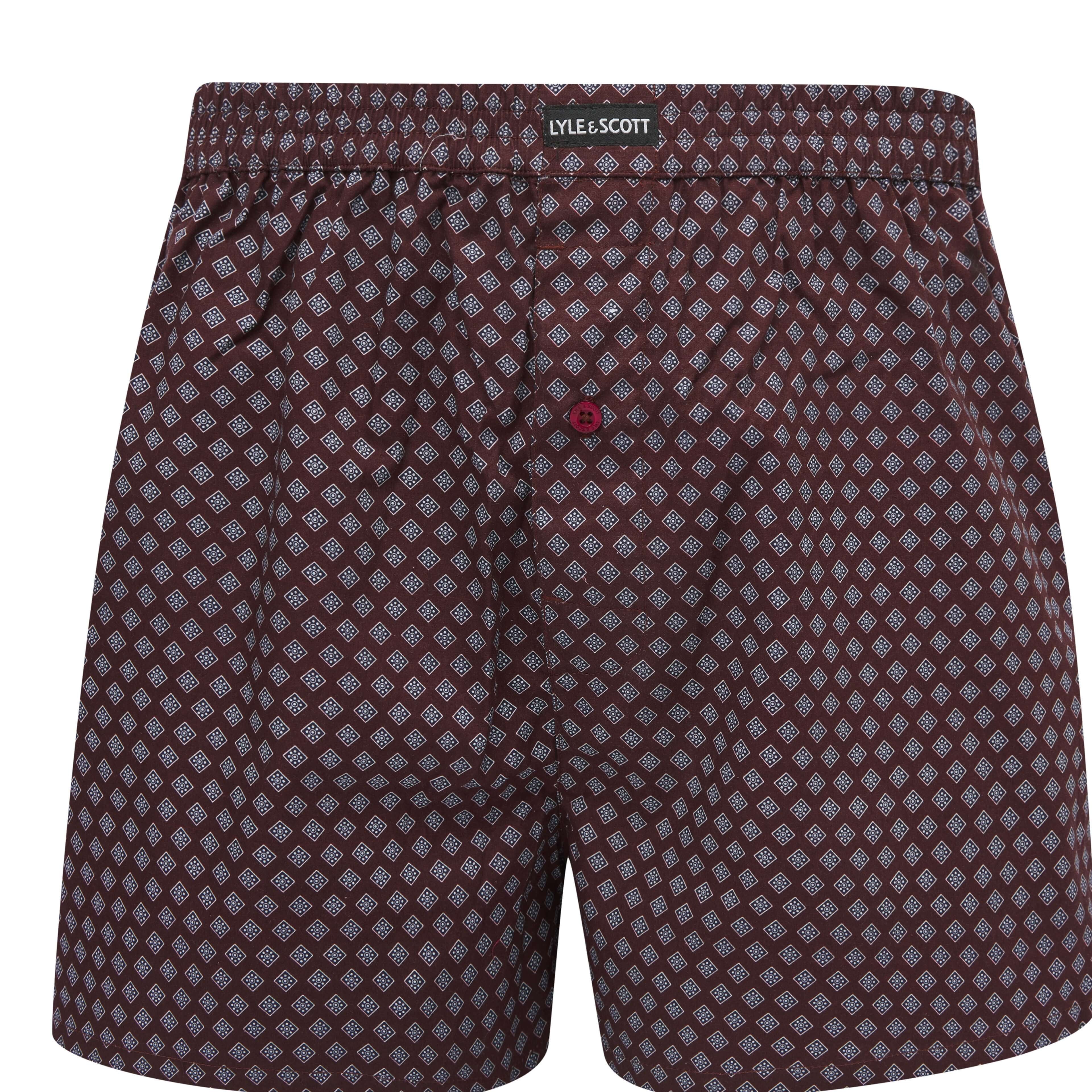 Lyle & Scott 3 Pack Men's Darwin Woven Boxers - Peacoat/AOP/Ruby Wine