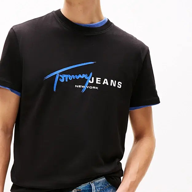 Tommy Hilfiger Graffiti Signature Logo T-Shirt - Black