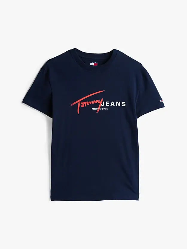 Tommy Hilfiger Graffiti Signature Logo T-Shirt - Dark Blue