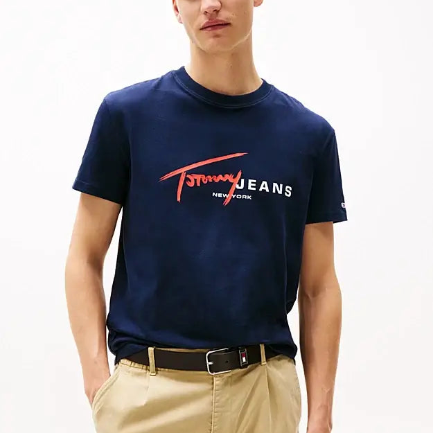 Tommy Hilfiger Graffiti Signature Logo T-Shirt - Dark Blue