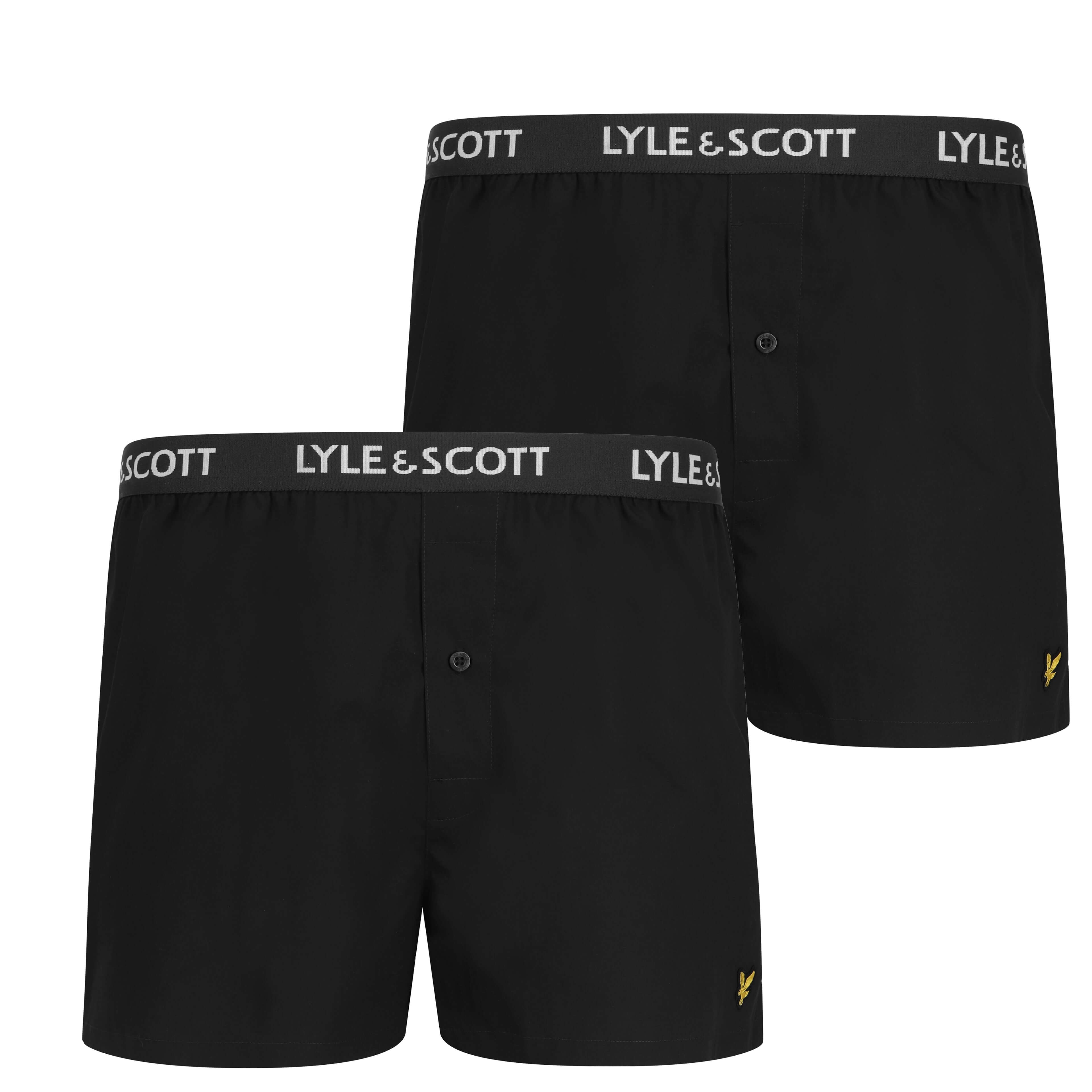 Lyle & Scott 2 Pack Men's Dylan Woven Boxers - Black