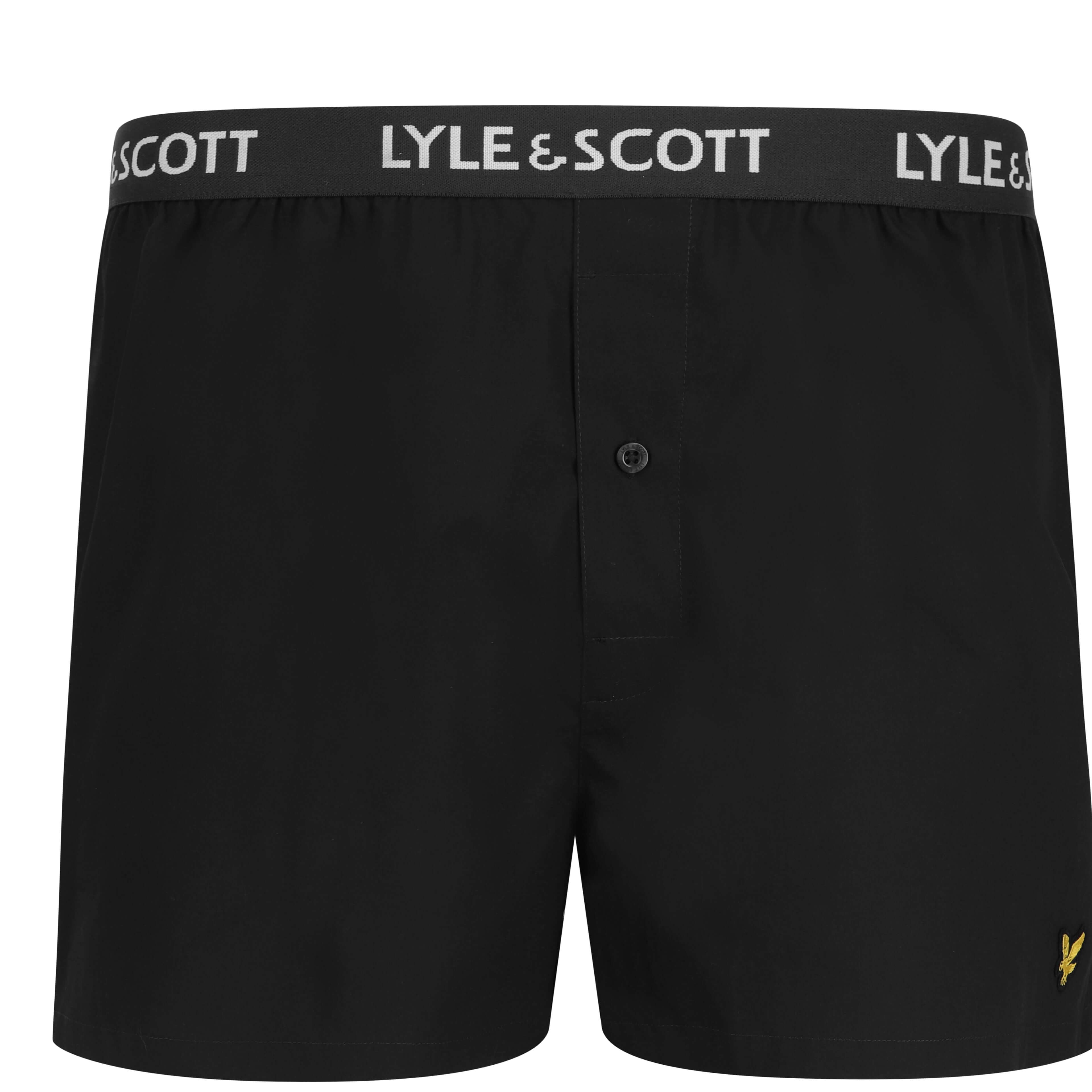 Lyle & Scott 2 Pack Men's Dylan Woven Boxers - Black