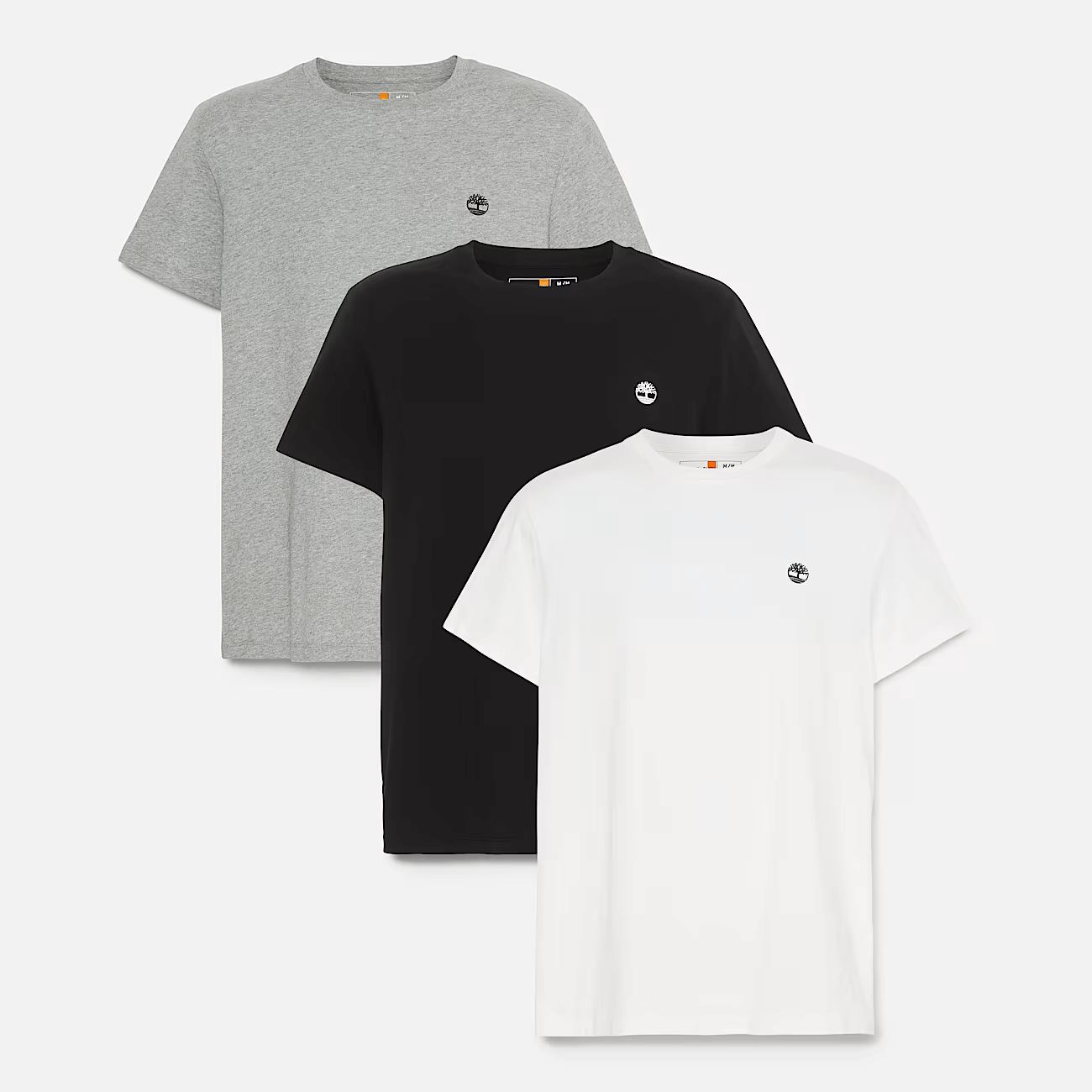 Timberland Dunstan River 3 Pack T-Shirt for Men - 100% Cotton, Black/Grey/White