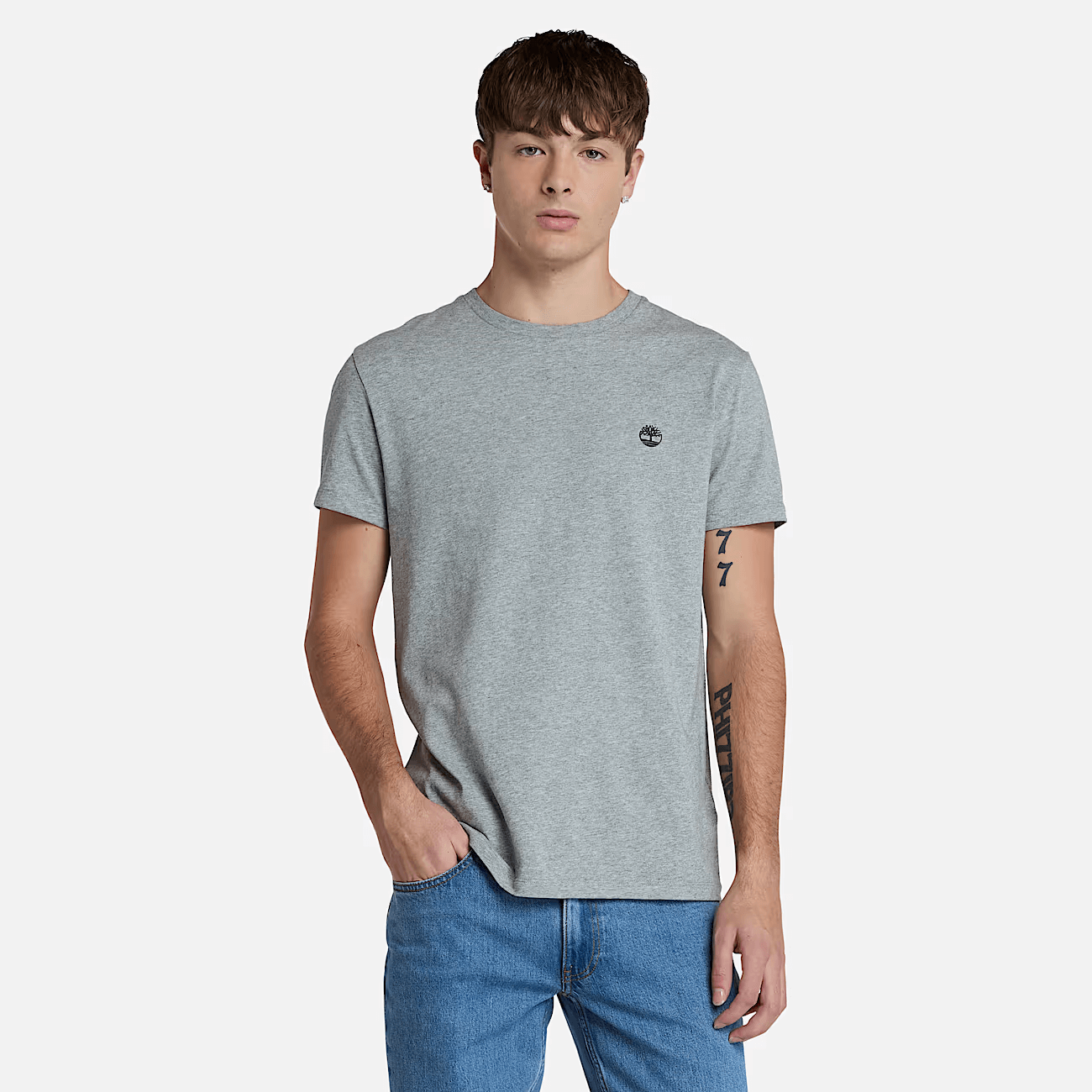 Timberland Dunstan River 3 Pack T-Shirt for Men - 100% Cotton, Black/Grey/White