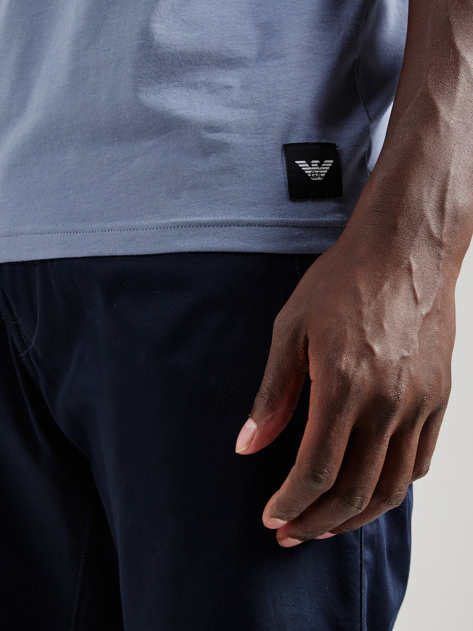 Emporio Armani 2-Pack Crew Neck Stretch Cotton Lounge T-Shirts - Peacoat / Light Blue