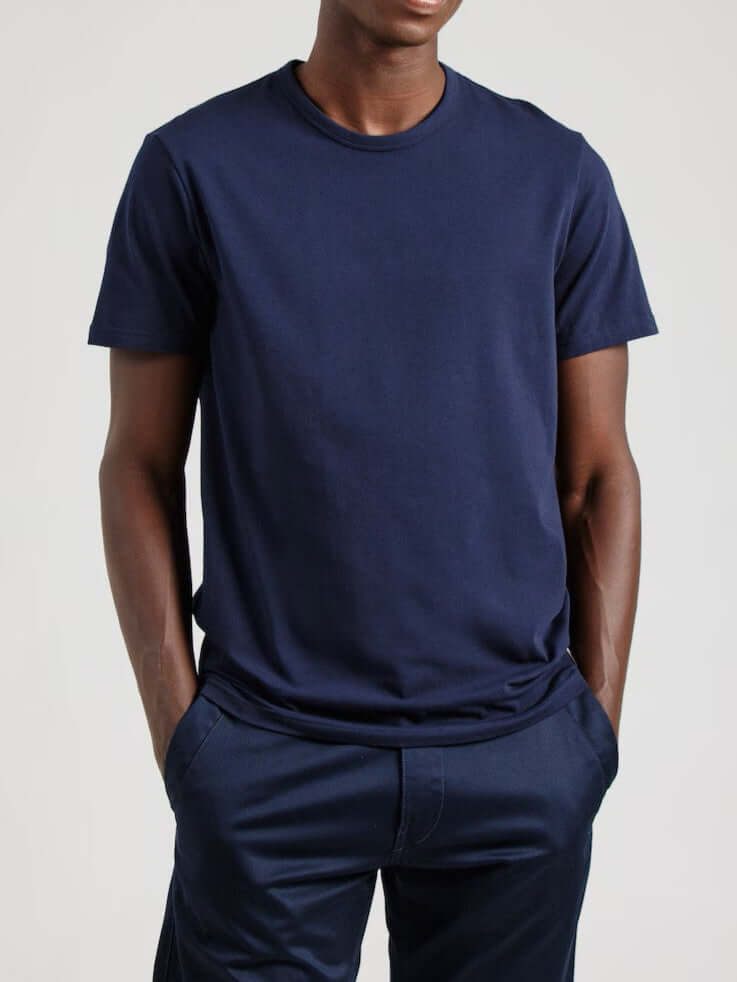 Emporio Armani 2-Pack Crew Neck Stretch Cotton Lounge T-Shirts - Peacoat / Light Blue