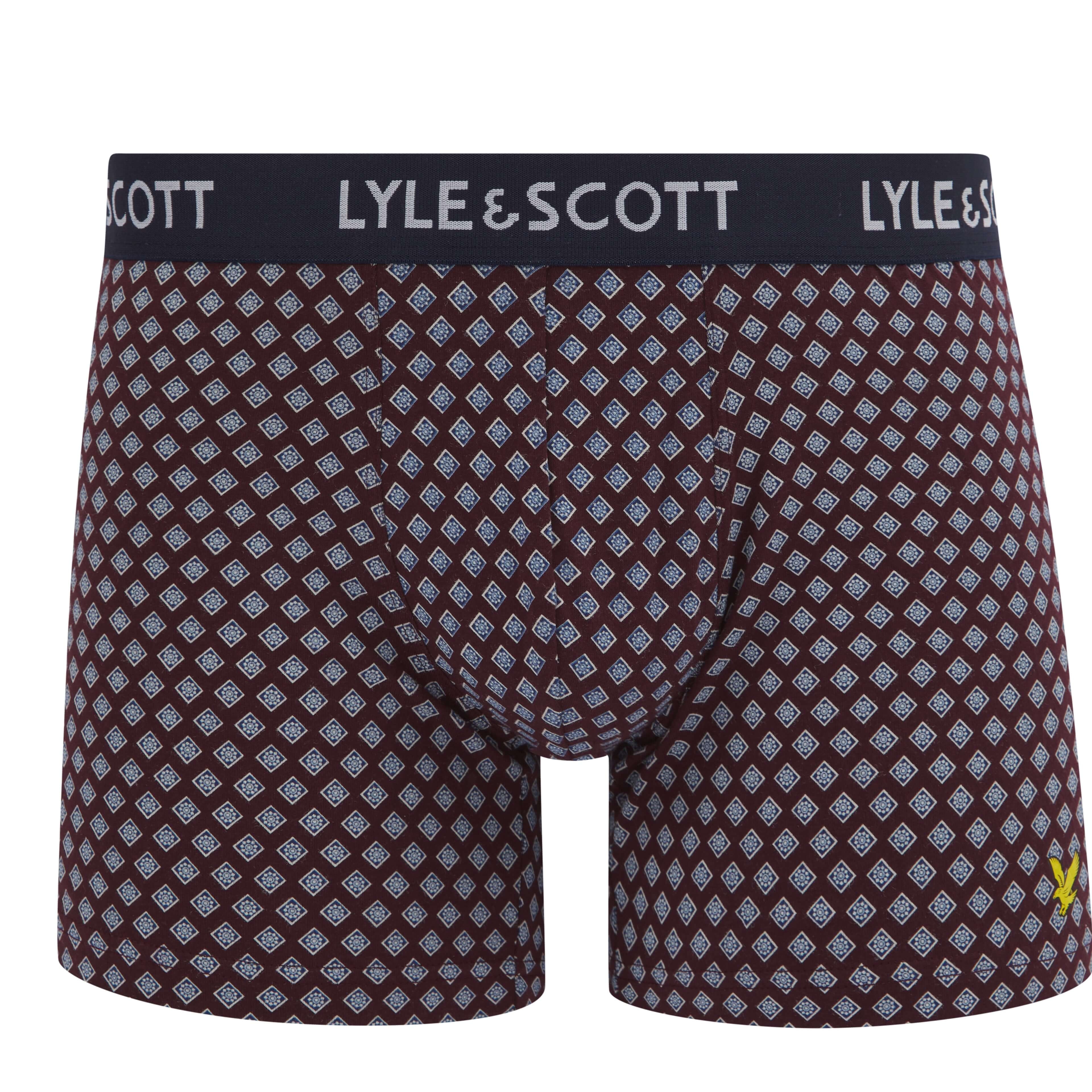 Lyle and Scott Elliot Premium Underwear Trunks 3 Pack - Winetasting, Peacoat, Print