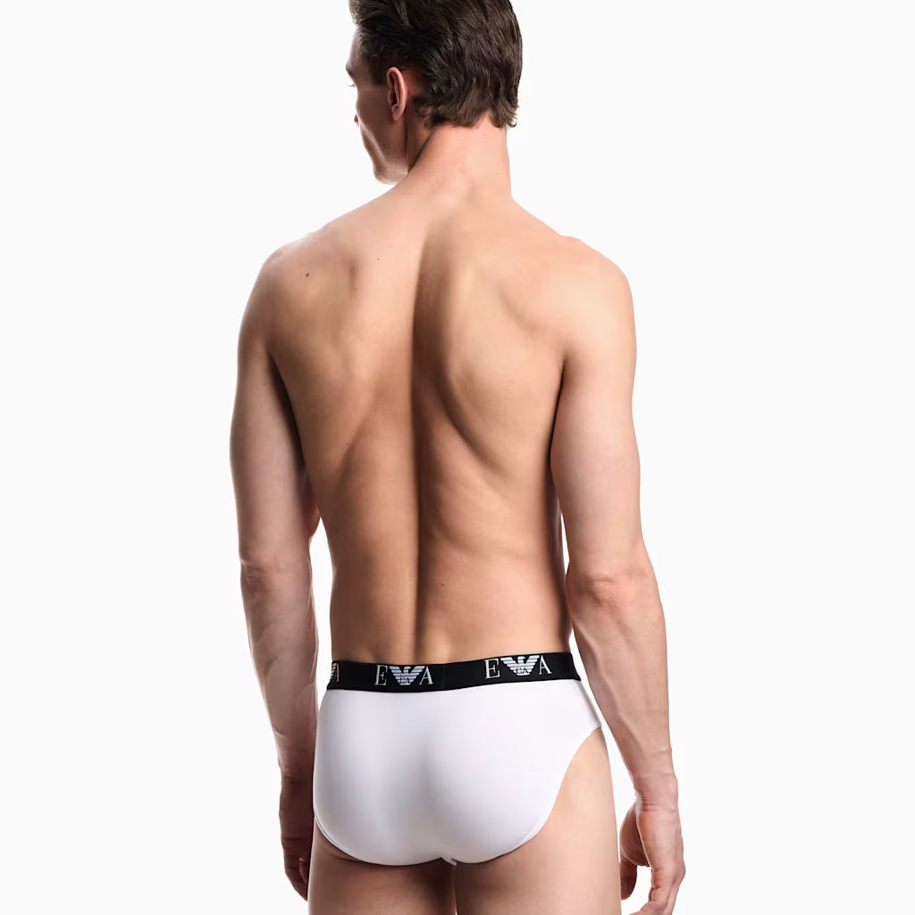 Emporio Armani 3 Pack Briefs White model rear