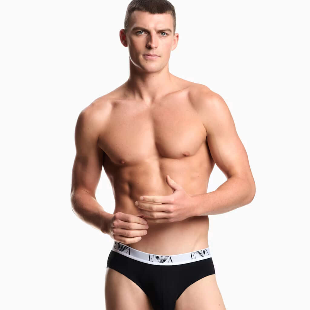 Emporio Armani 3 Pack Briefs Black model front