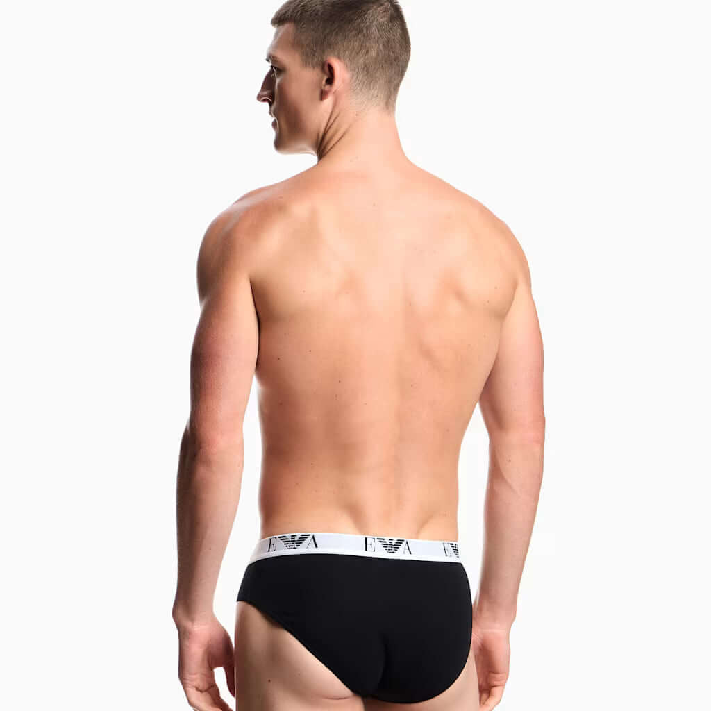 Emporio Armani 3 Pack Briefs Black model rear