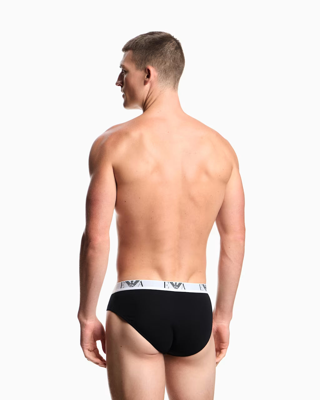Emporio Armani 3 Pack Briefs Black model rear