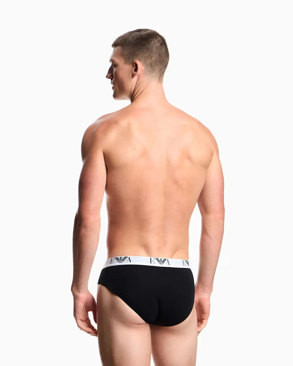 Emporio Armani 3 Pack Briefs Black model rear