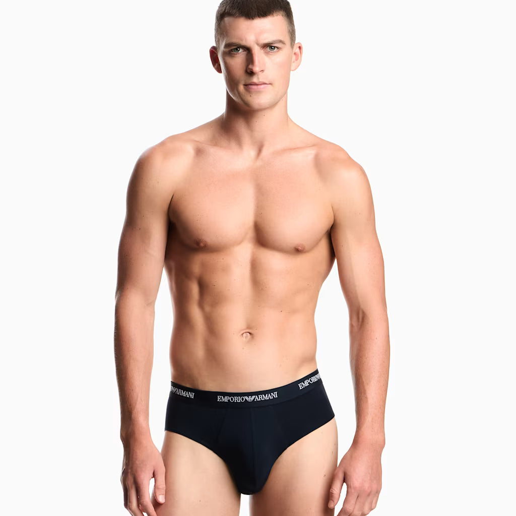 Emporio Armani 3 Pack Briefs Armani Blue model front