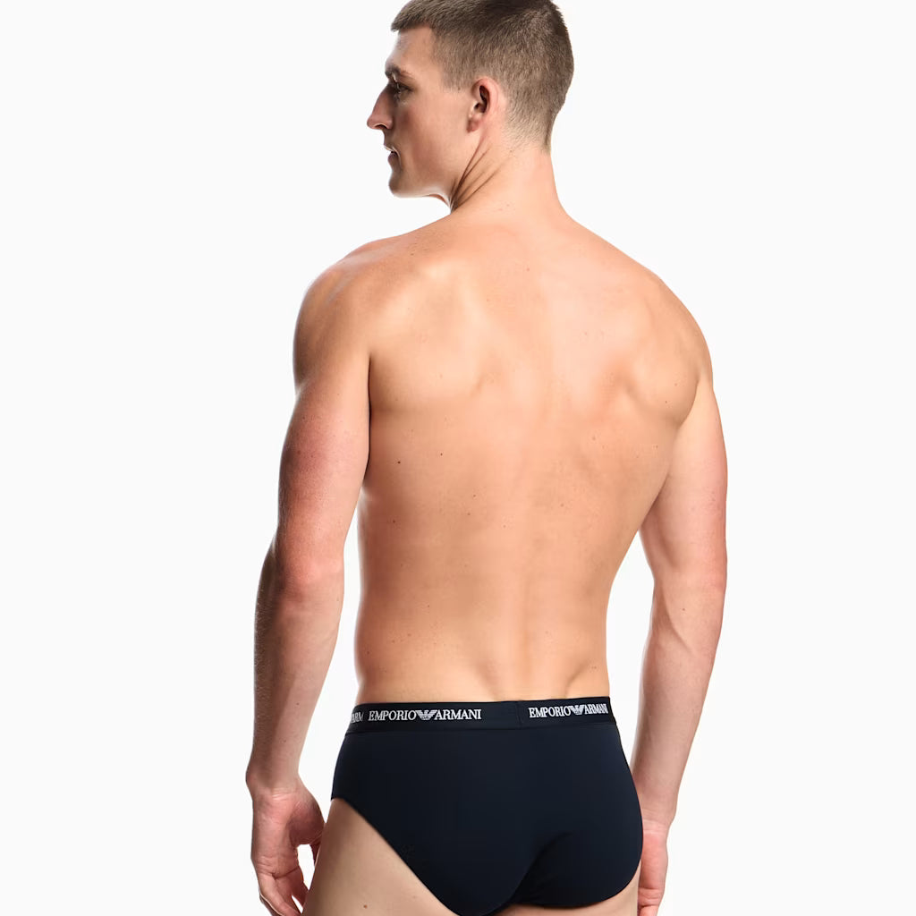 Emporio Armani 3 Pack Briefs Armani Blue model rear