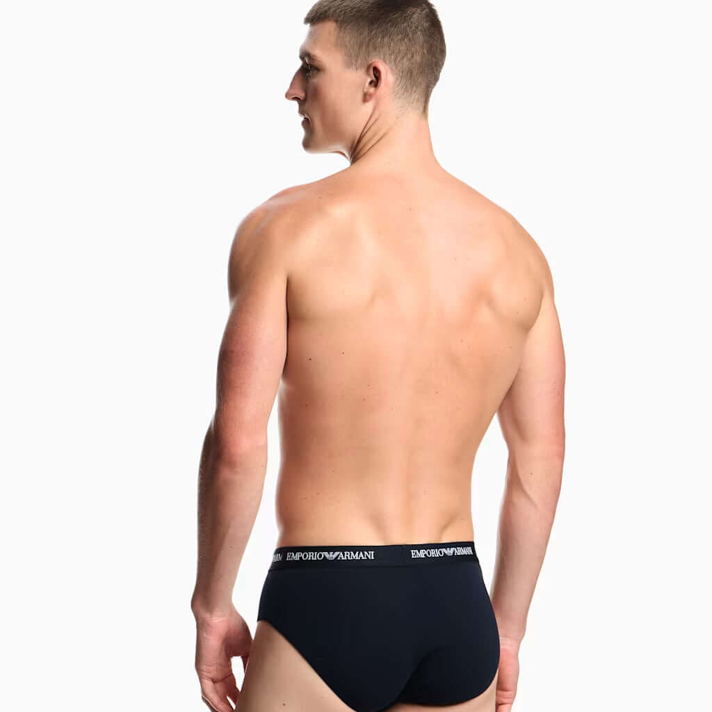 Emporio Armani 3 Pack Briefs Armani Blue model rear