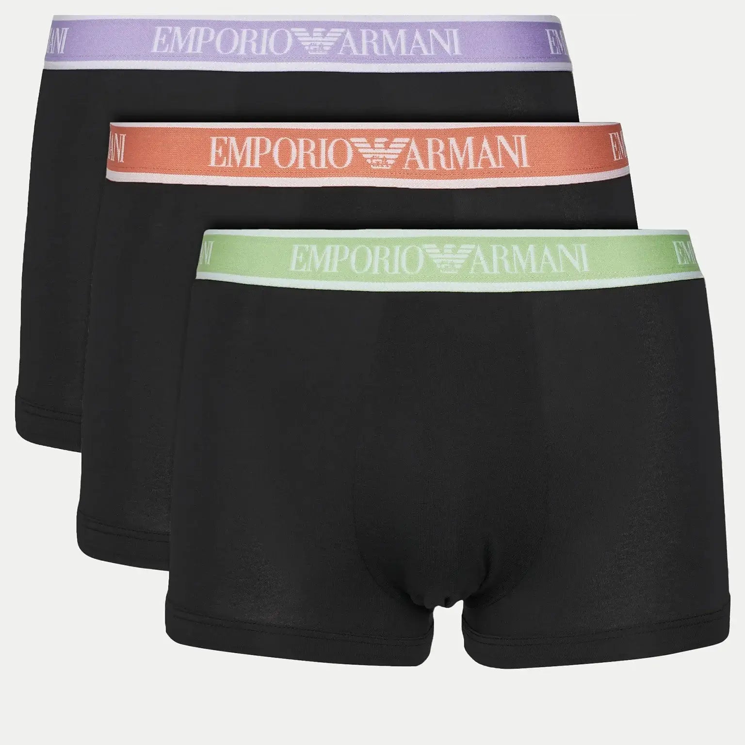 Emporio Armani 3 Pack Trunks Stretch Cotton - Black Multi