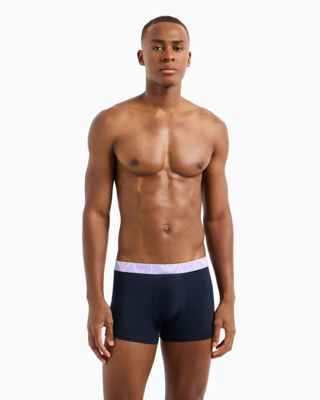 Emporio Armani 3 Pack Bold Monogram Logo Trunks – Stretch Cotton, Blue