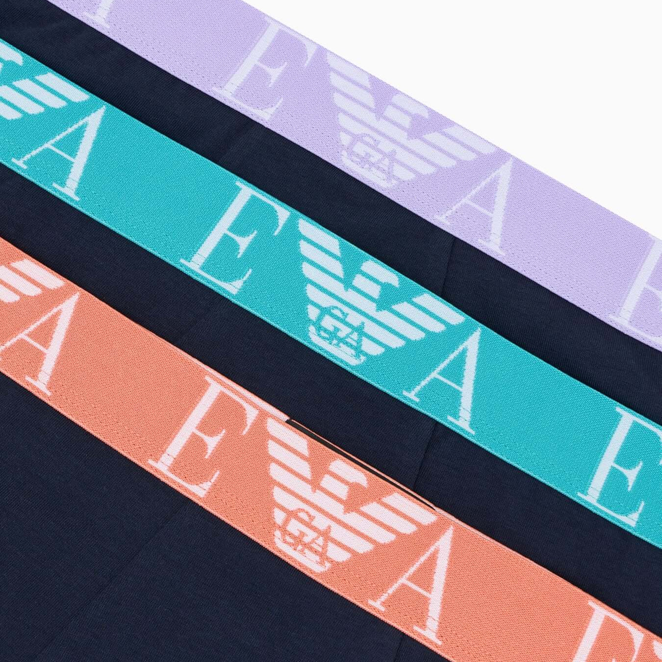 Emporio Armani 3 Pack Bold Monogram Logo Trunks – Stretch Cotton, Blue