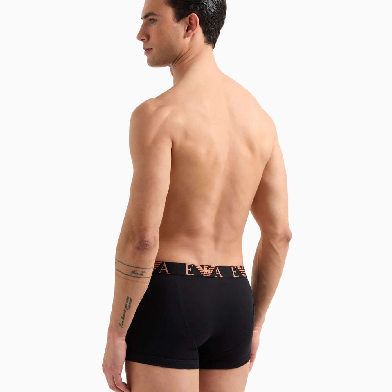 Emporio Armani 3 Pack Bold Monogram Trunks – Black, Cotton Stretch Underwear