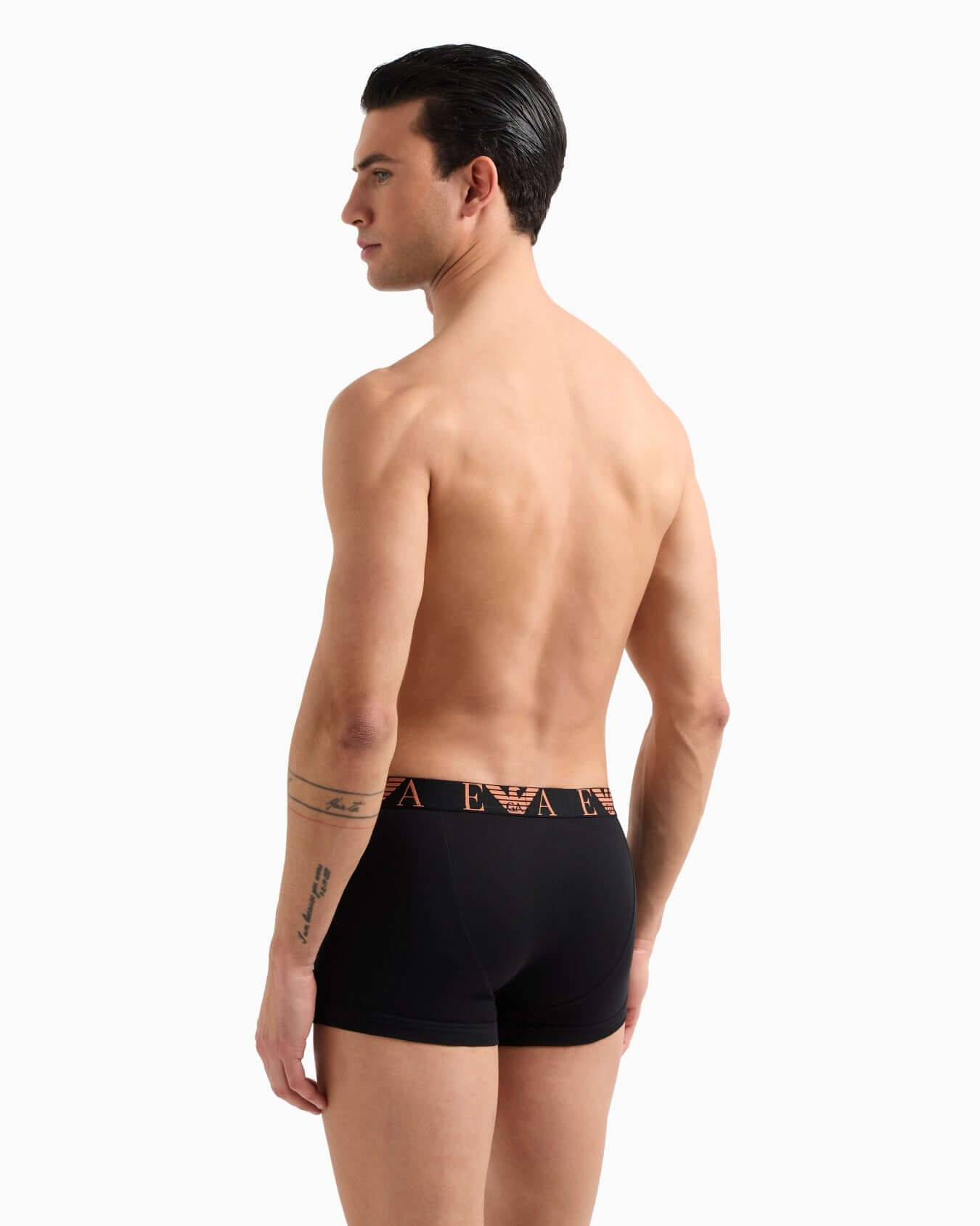 Emporio Armani 3 Pack Bold Monogram Trunks – Black, Cotton Stretch Underwear