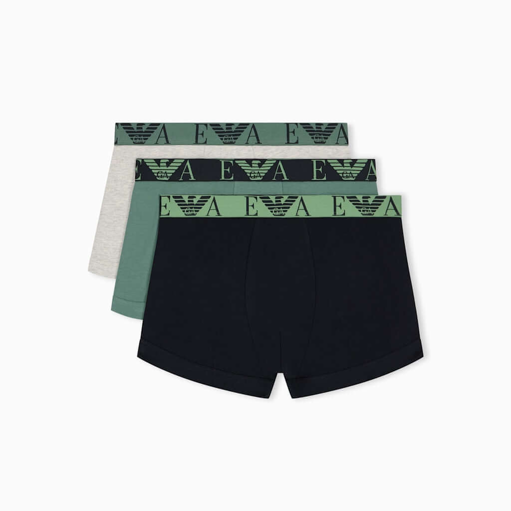 Emporio Armani 3 Pack Bold Monogram Stretch Cotton Trunks