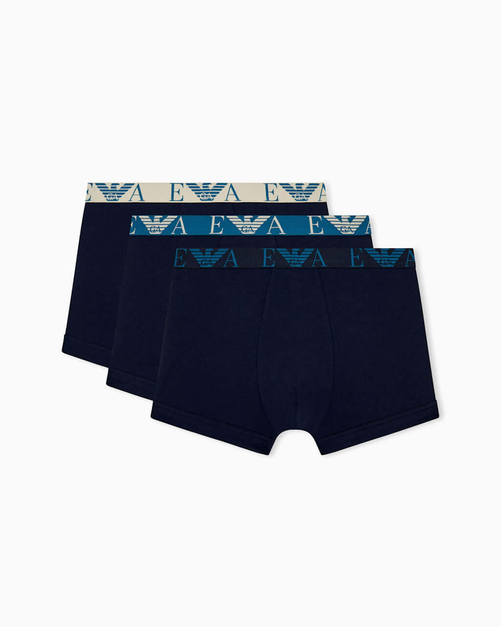 Emporio Armani 3 Pack Bold Monogram Stretch Cotton Trunks