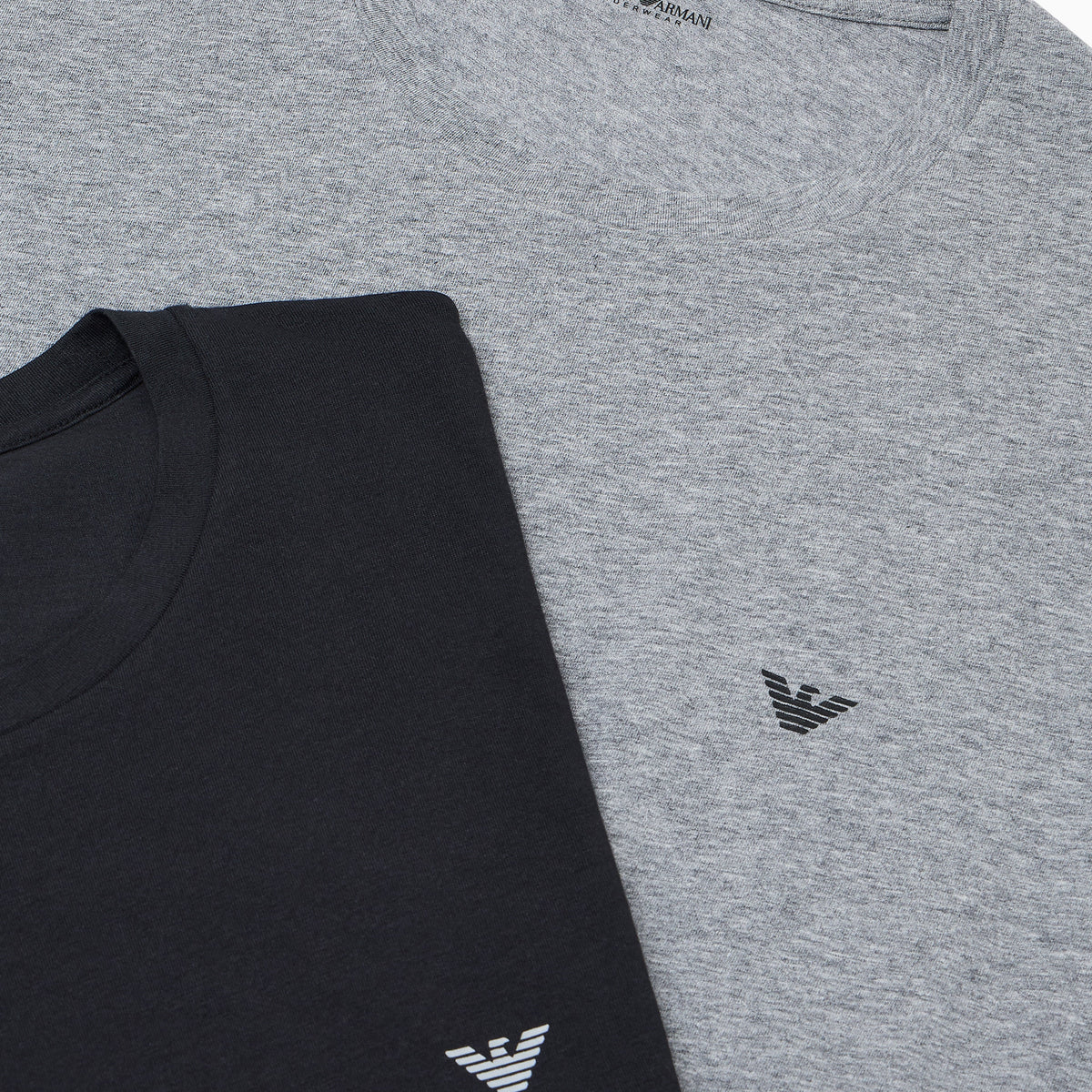Emporio Armani 2 Pack T-Shirts Grey Melange Black detail view