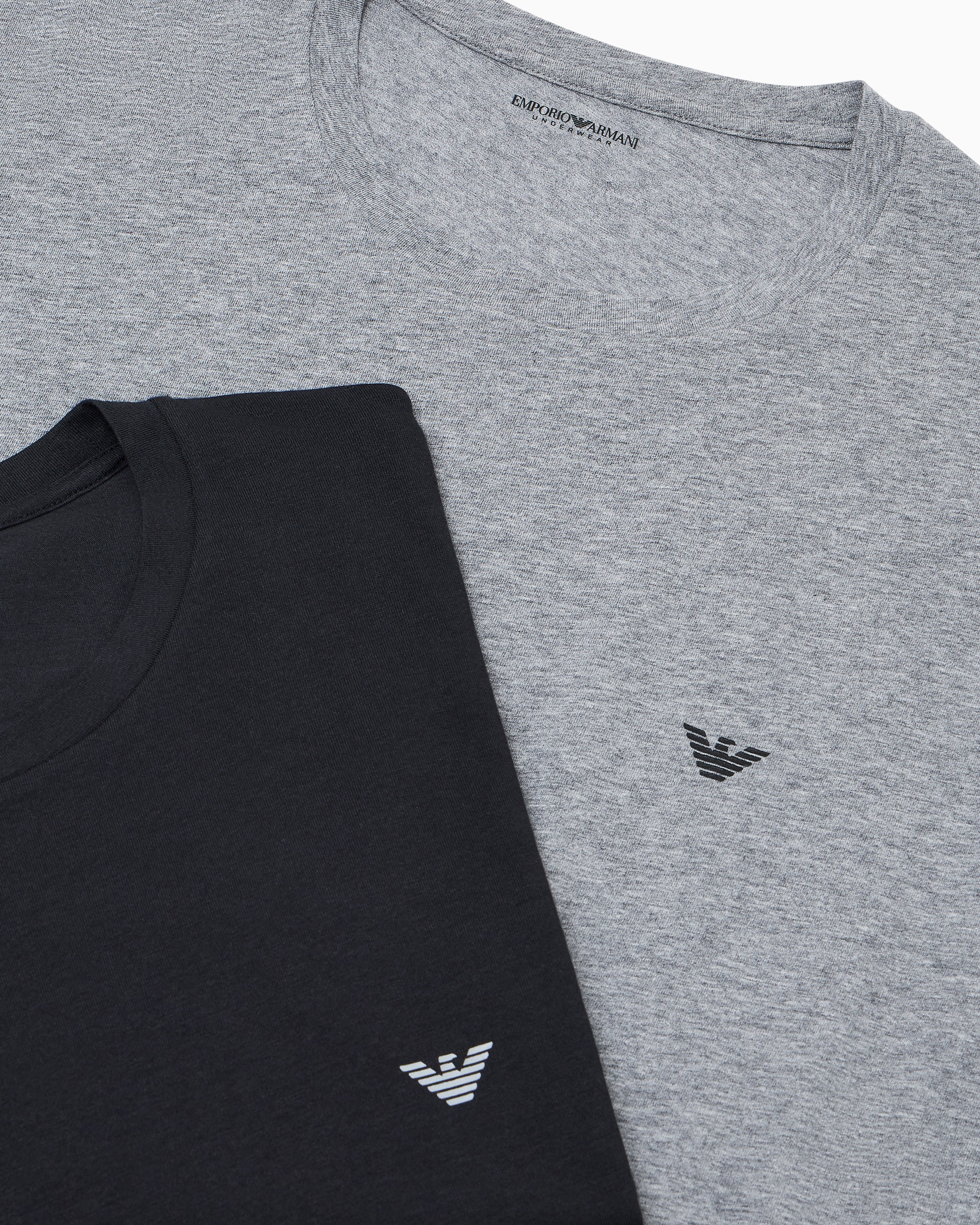 Emporio Armani 2 Pack T-Shirts Grey Melange Black detail view