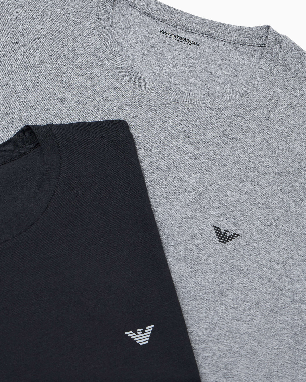 Emporio Armani 2 Pack T-Shirts Grey Melange Black detail view