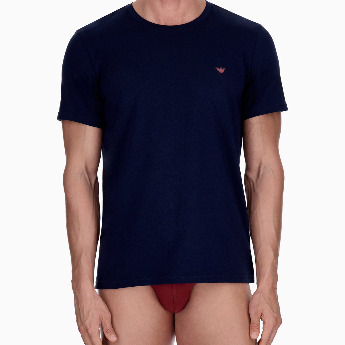 Emporio Armani 2 Pack T-Shirts Blue Brick model front