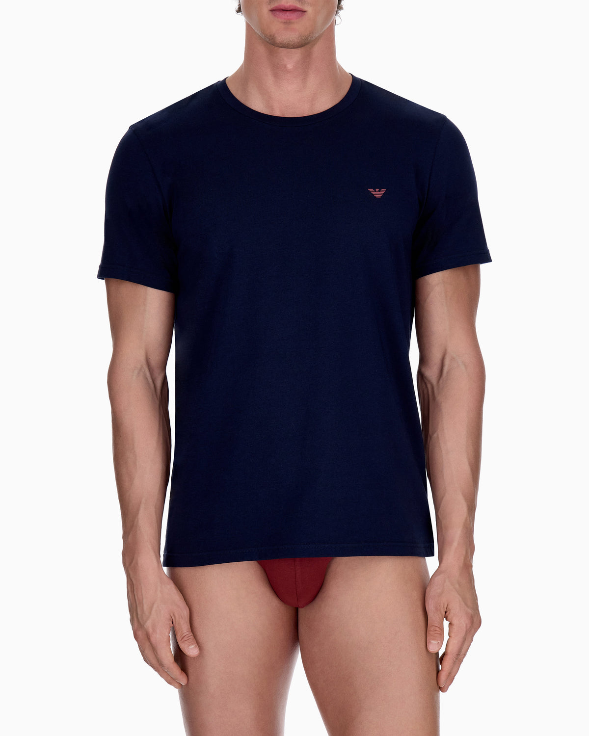 Emporio Armani 2 Pack T-Shirts Blue Brick model front