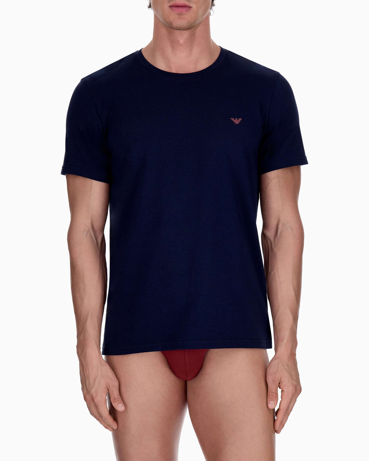 Emporio Armani 2 Pack T-Shirts Blue Brick model front